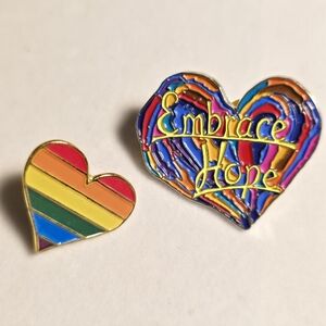 Colorful Rainbow Heart Pins